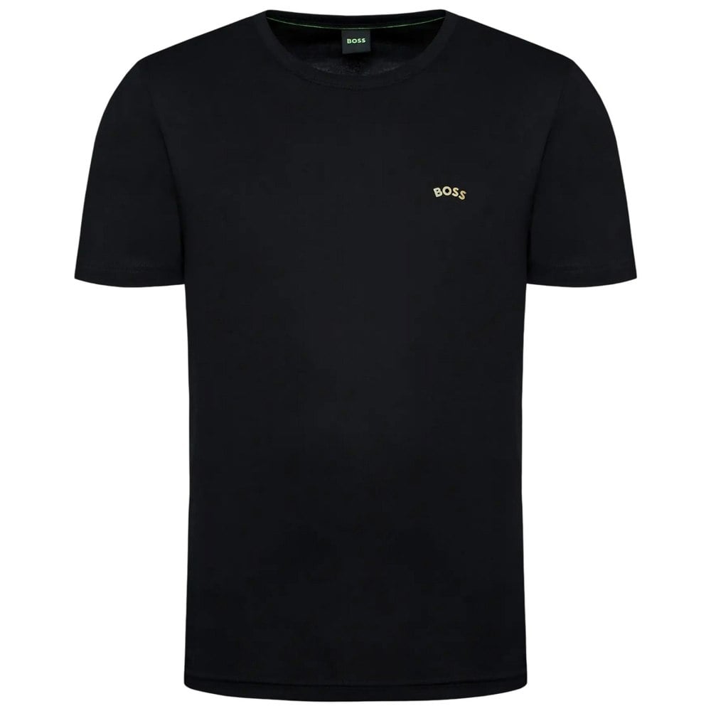 Boss Mens Curved Logo T-Shirt - Black