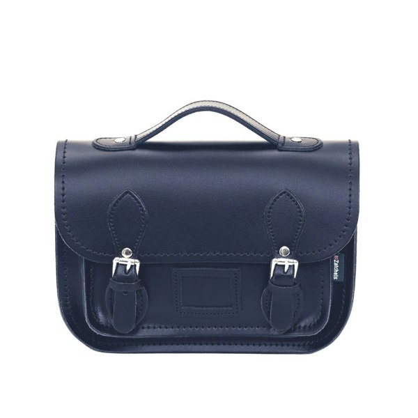 Zatchels Leather Midi Satchel - Navy