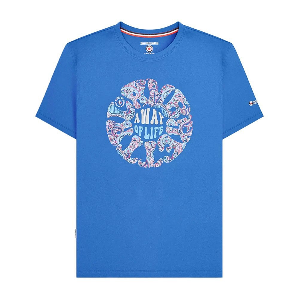 Lambretta Mens SS24 Paisley Roundel T-Shirt - Dark Blue