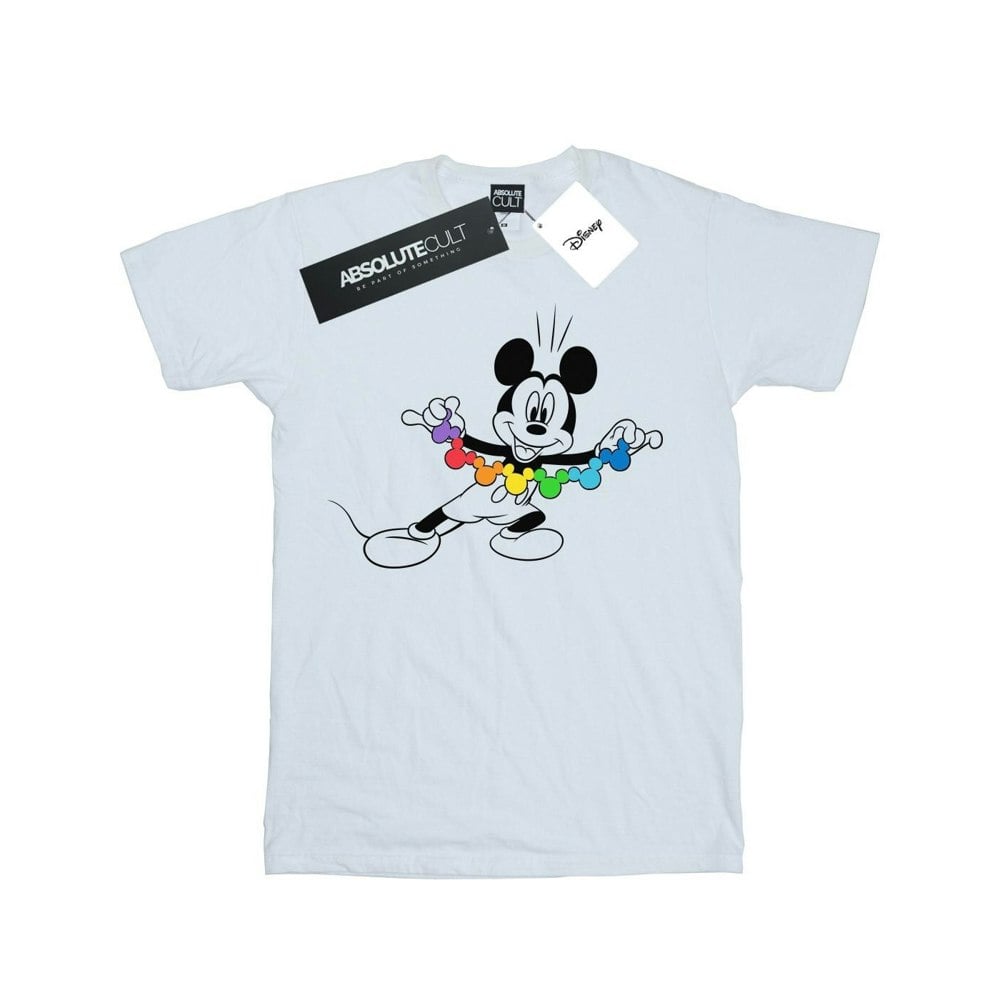 Disney Boys Mickey Mouse Rainbow Chain T-Shirt - White