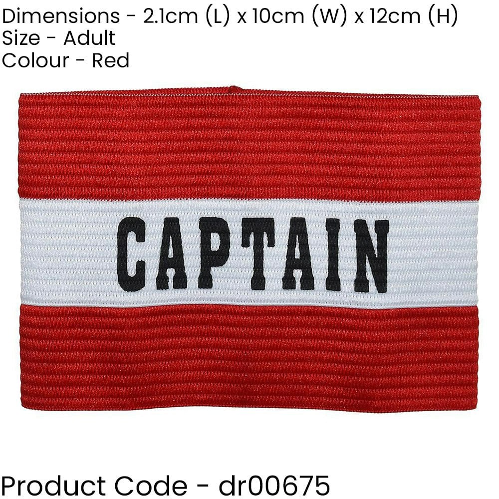 Junior Captains Armband - RED - Football Rugby Sports Arm Bands - White Strap