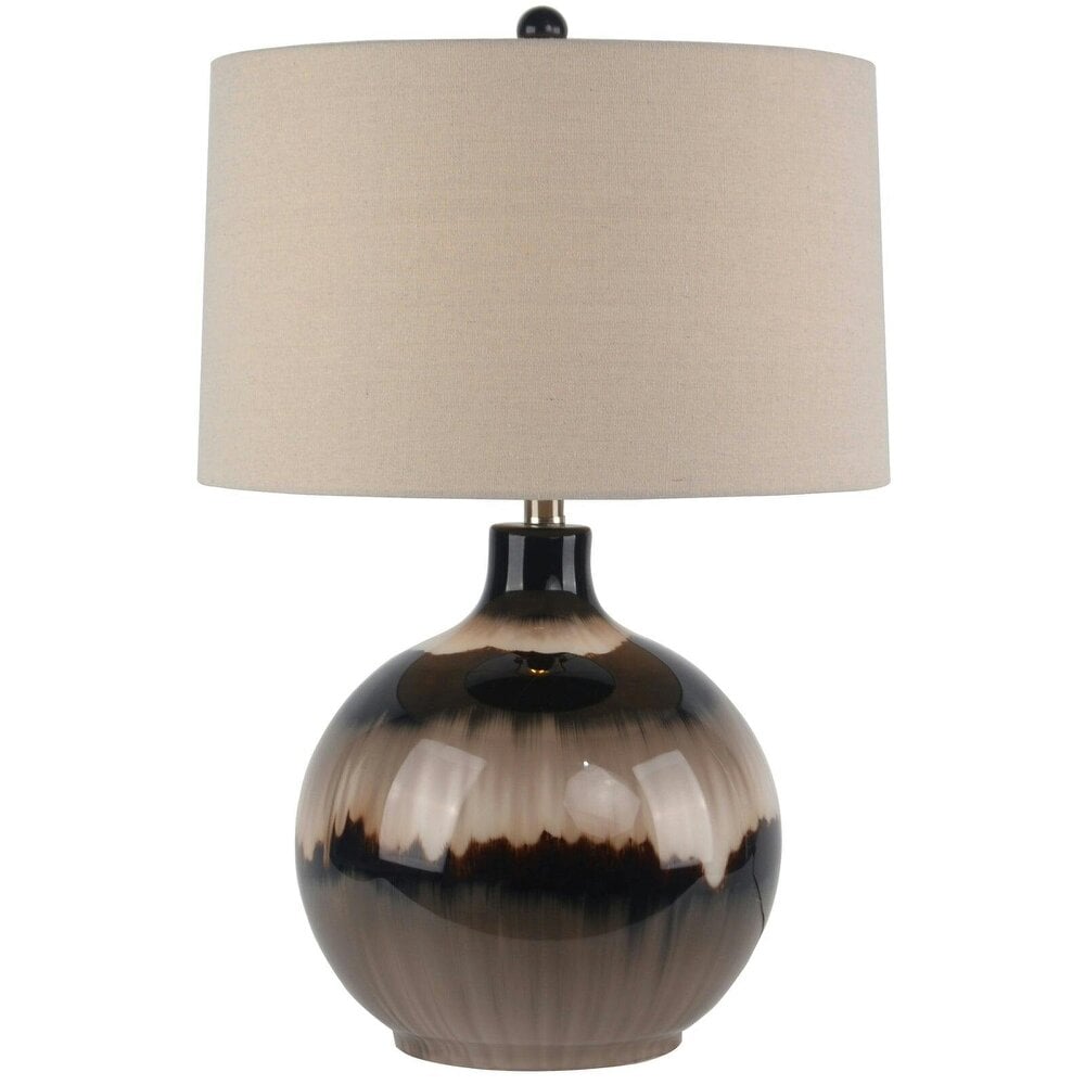 Wyld Haus Honfleur Sepia Shadows Table Lamp With Cream Linen Shade