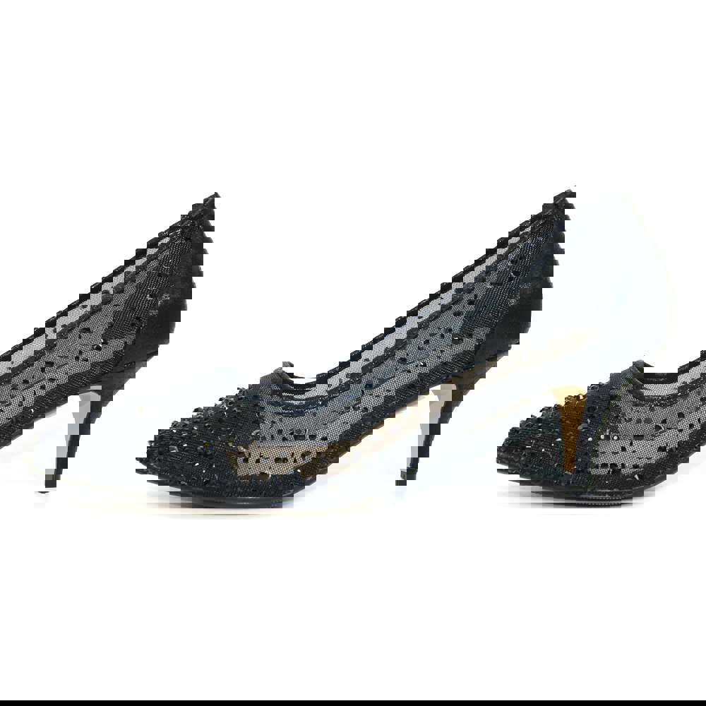 Lunar Women's Alisha Faux Gemstone Court Shoes - Black