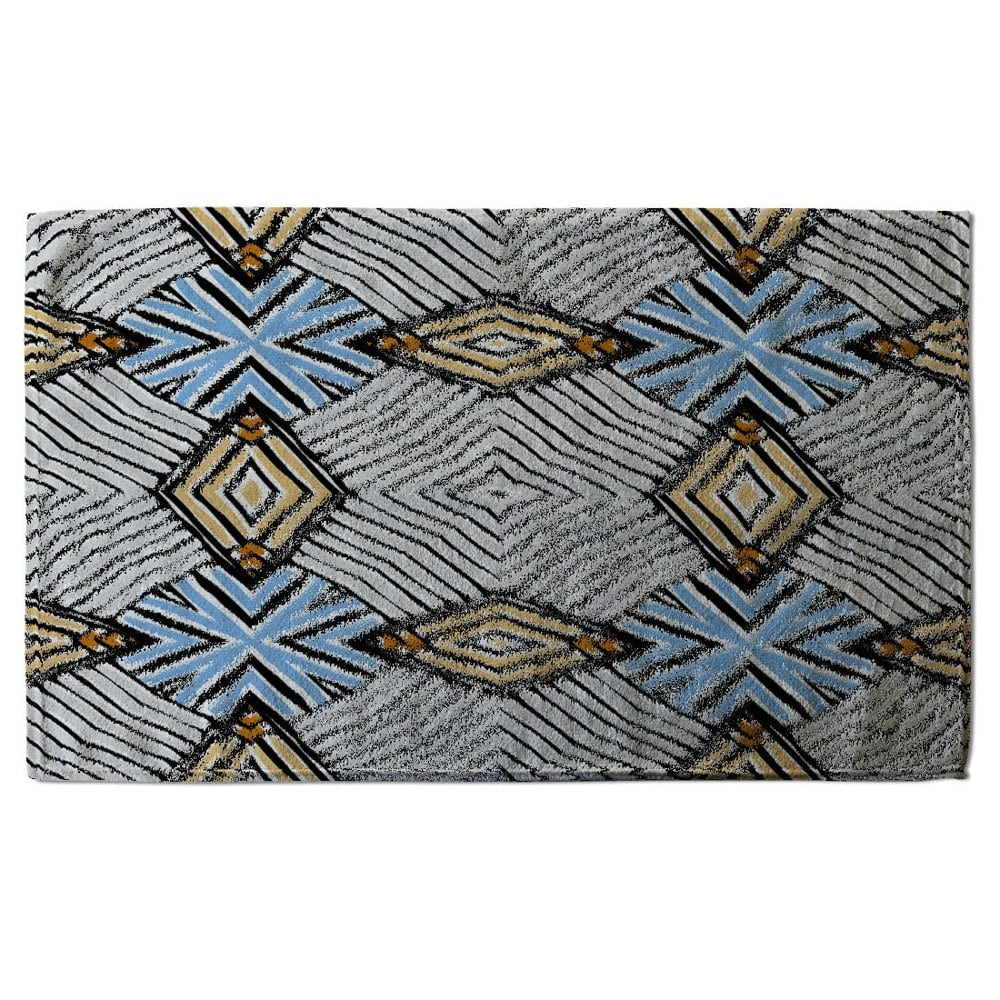 Benjamin Tate Design Abstract geometric roughly hatched shapes colored with hand drawn brush stokes (Bath Towel)