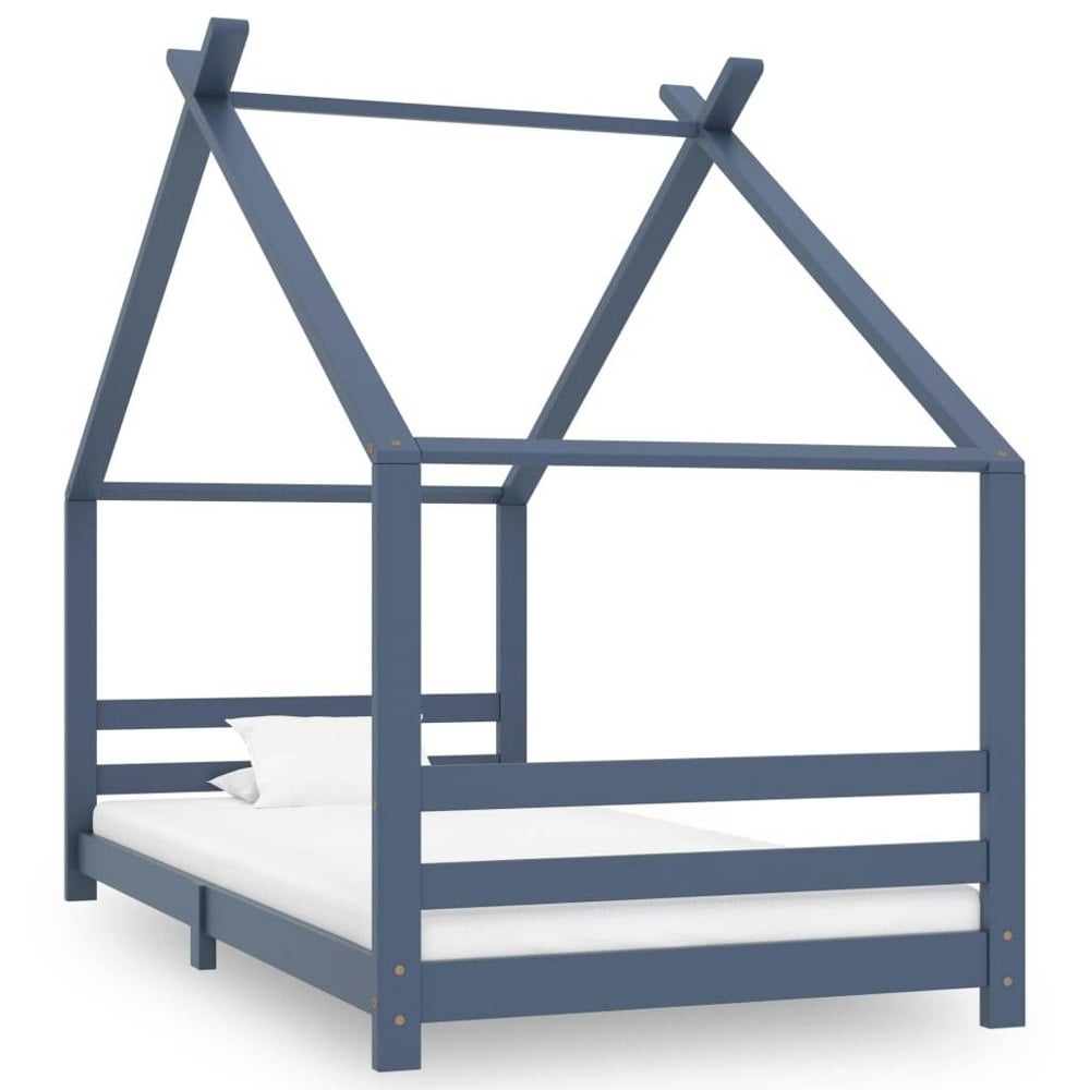 Berkfield Kids Bed Frame Grey Solid Pine Wood 90x200 cm