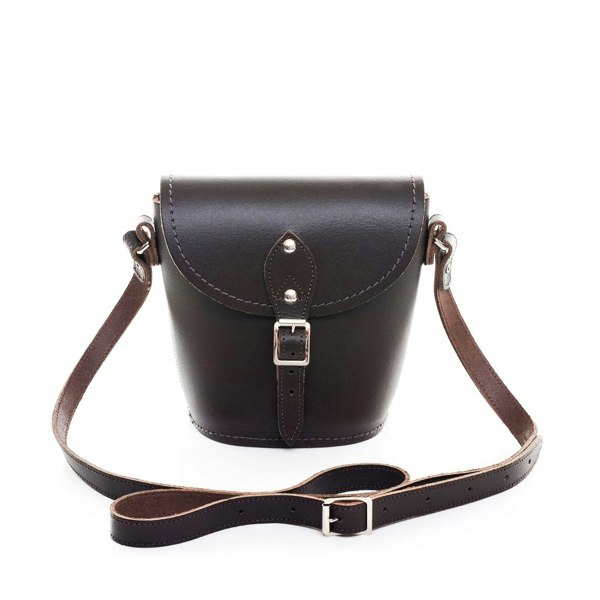 Dark Brown Leather Barrel Bag - Barrel Bag - Zatchels