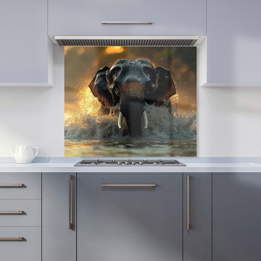 Warren Reed Elephant Kitchen Splashback - 00016 - W600mm x H750mm