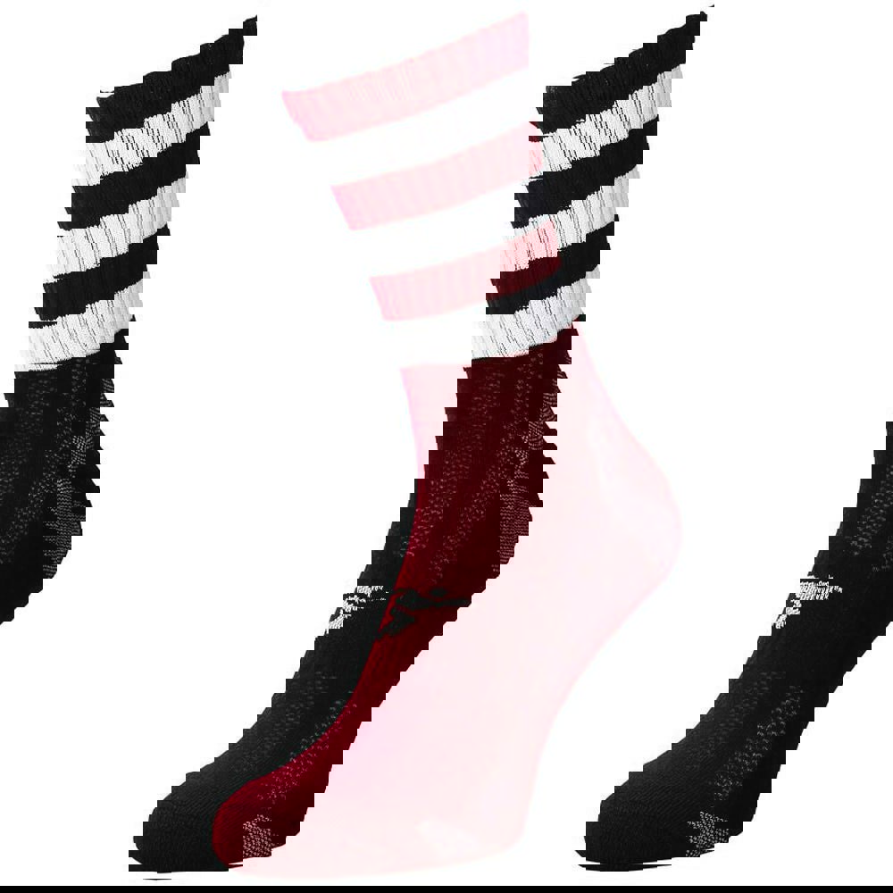 ADULT Size 7-11 Hooped Stripe Football Crew Socks MAROON/WHITE Training Ankle