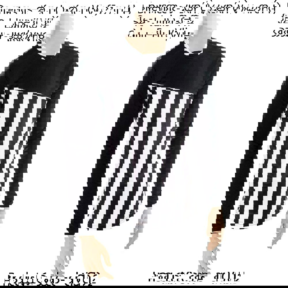 L JUNIOR Valencia Stripe Long Sleeve PLAIN Football Shirt - BLACK/WHITE 30-32"