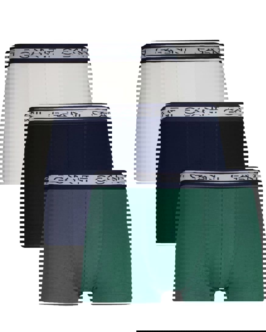 GantTrunks 3 - pack3 - Pack Striped Waistband Boxer Trunks, Navy/White/GreenBoxers - and - Briefs.net