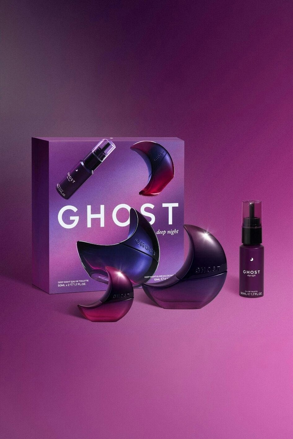 Ghost Deep Night Gift Set For Women - EDT 50ml / EDP Elixir 10ml / EDT Refill 50ml Spray