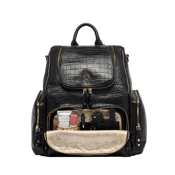 KeriKit England Amber Embossed Leather Backpack - Black