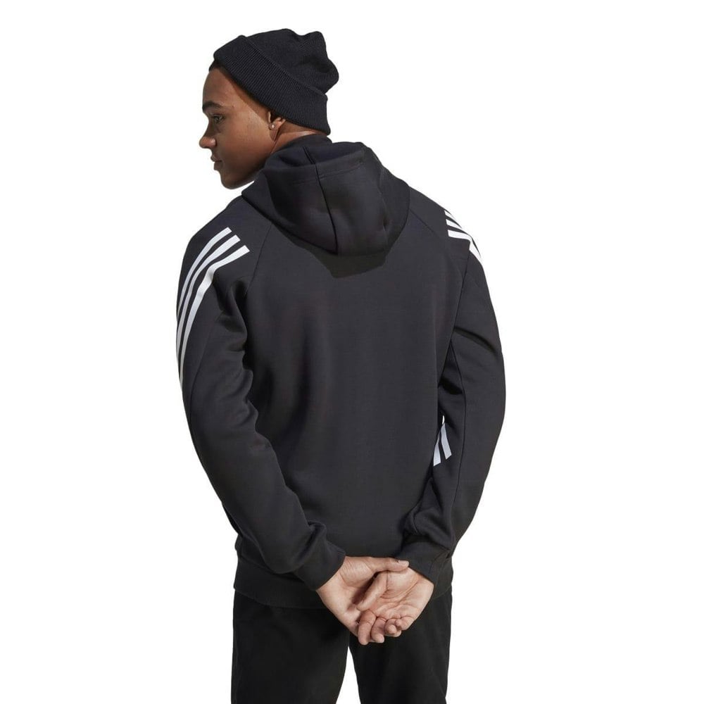Adidas Mens Future Icons Stripes Full Zip Hoodie - Black/White