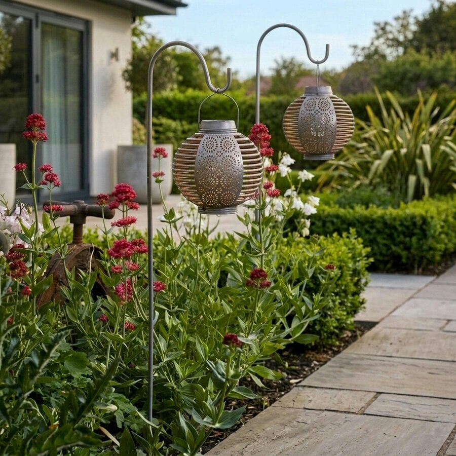 Garden Greatness Forli Solar Flaming Garden Lantern Twin Pack