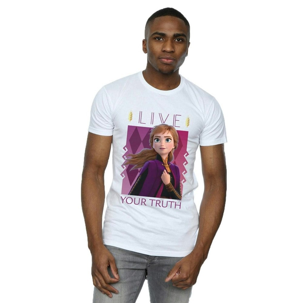 Disney Mens Frozen 2 Anna Live Your Truth T-Shirt - White