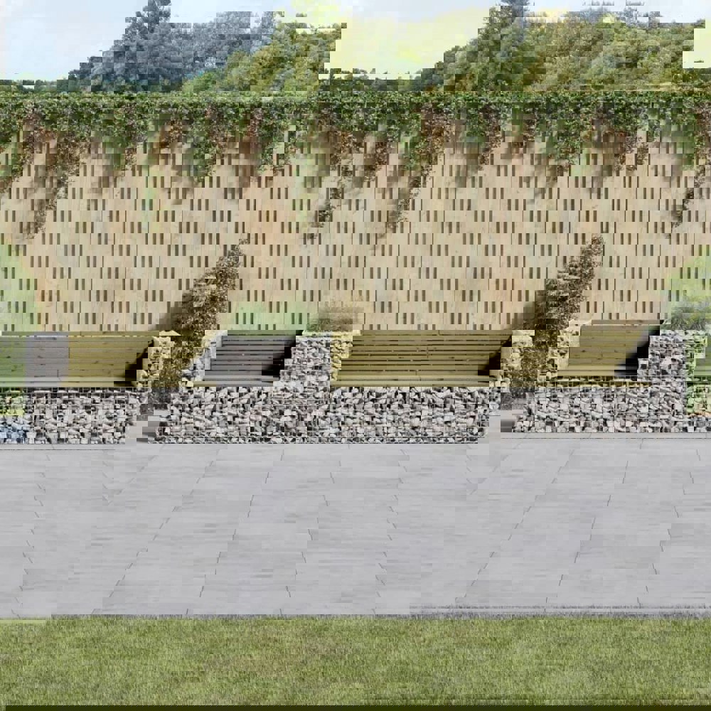 Berkfield Garden Bench with Gabion Basket Impregnated Wood Pine