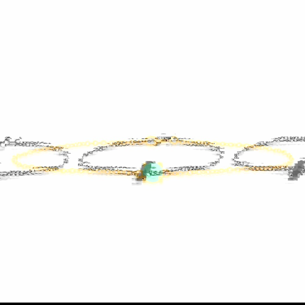 Classic Round Emerald Checkerboard Bracelet in 9ct Yellow Gold - Gemondo
