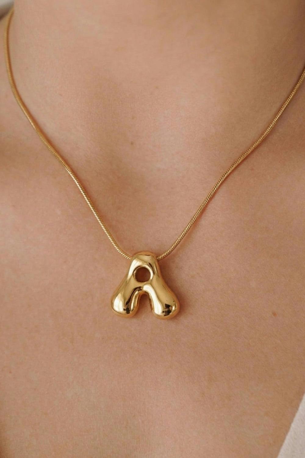 Bubble Initial Gold Plated Necklace Letter A