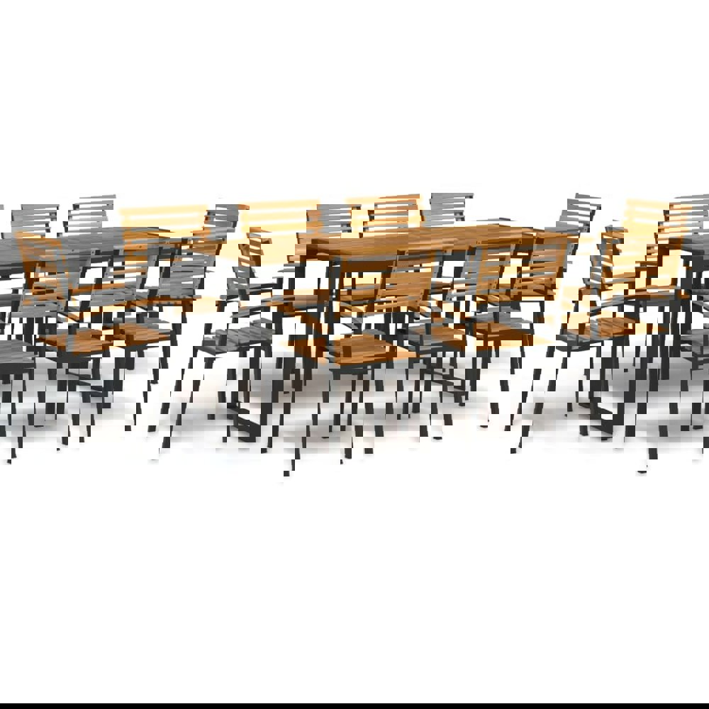 Berkfield 9 Piece Garden Dining Set Solid Wood Acacia and Metal
