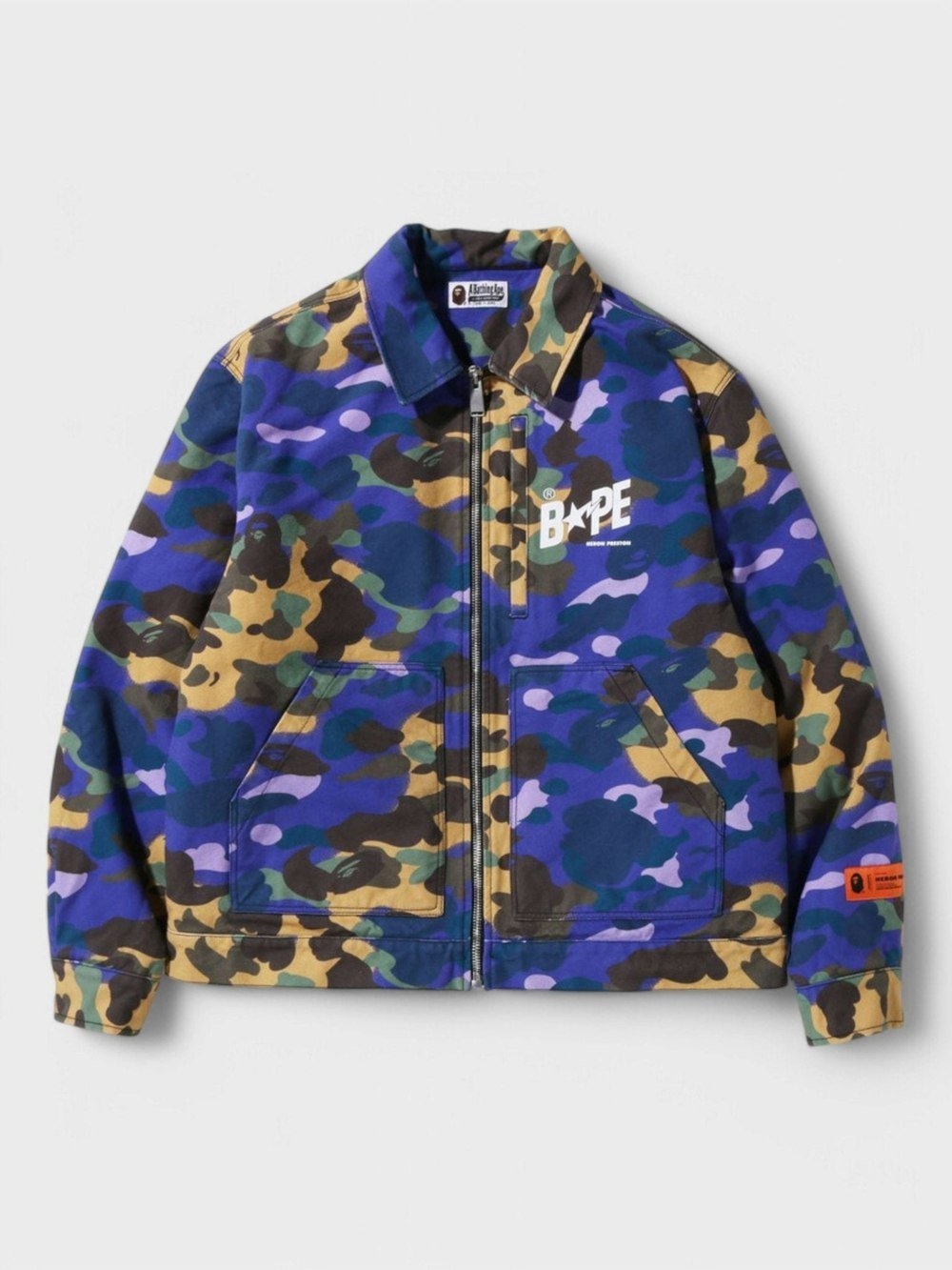 Bape X Heron Preston Mix 1St Camo Duck Trucker Jacket Purple - Supplied FashionBAPE