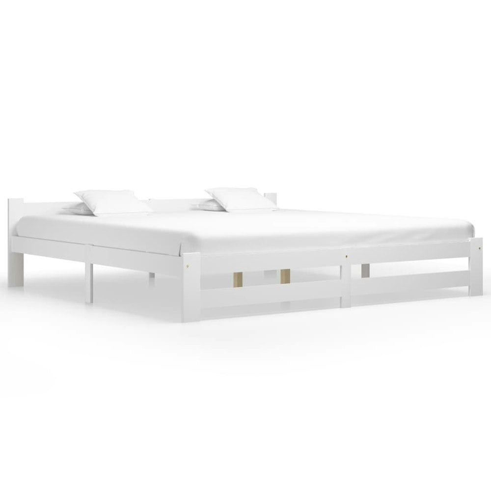 Berkfield Bed Frame White Solid Pine Wood 200x200 cm