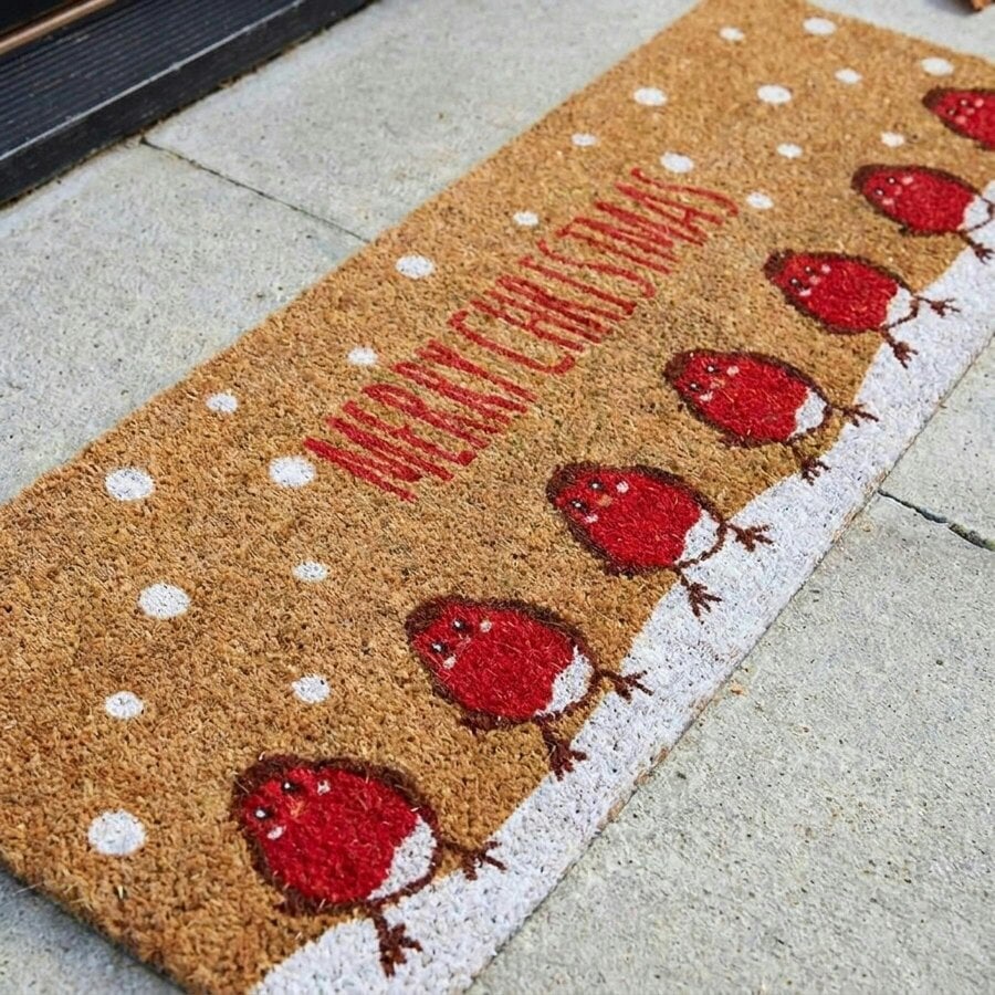Garden Greatness Merry Christmas Robins Festive Door Mat