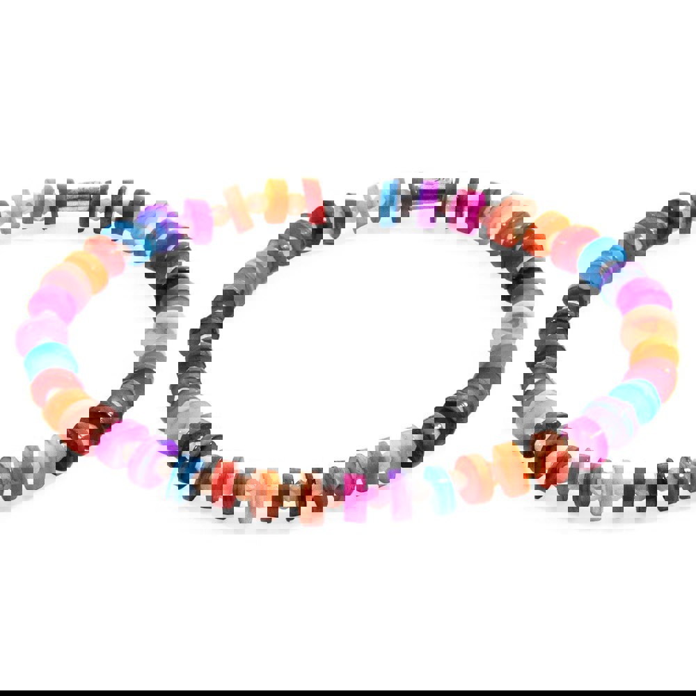 Anchor & Crew Multicoloured Alice Silver and Freshwater Shell SKINNY Bracelet
