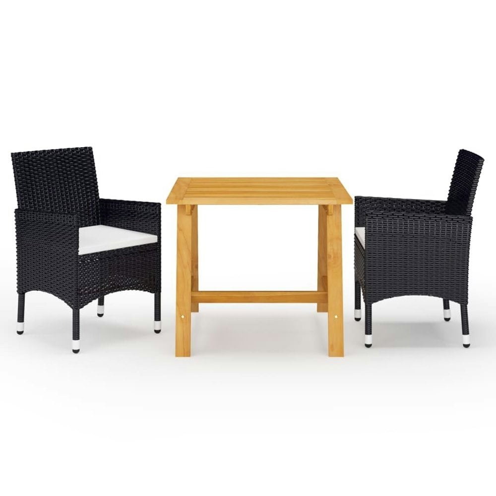 Berkfield 3 Piece Garden Dining Set with Cushions Black