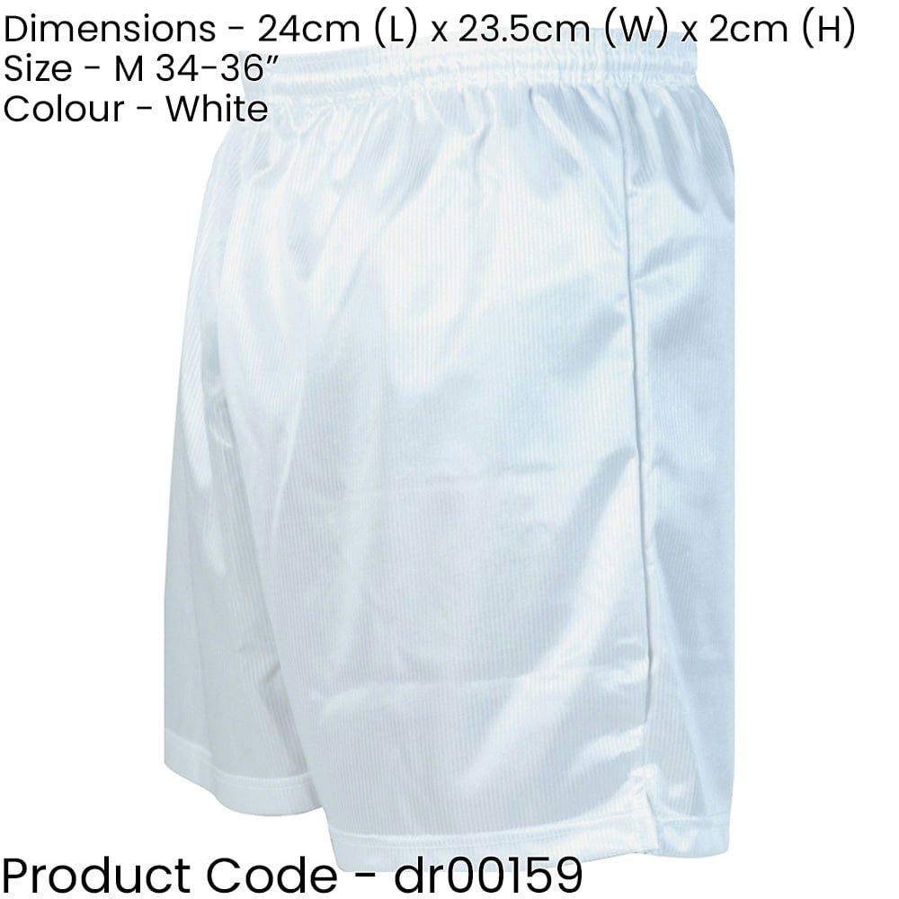 M - WHITE Adult Sports Micro Stripe Training Shorts Bottoms - Unisex Football