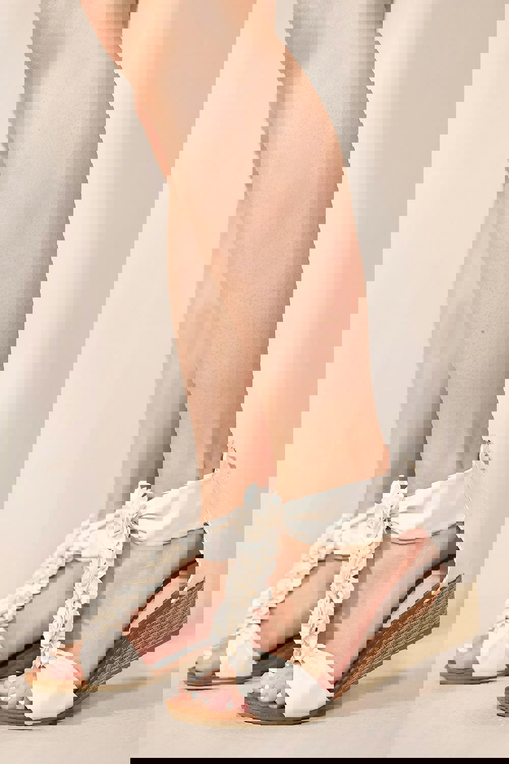 Where's That From Abilene Low Wedge Heel Sandals With Floral Detail in White Faux Leather