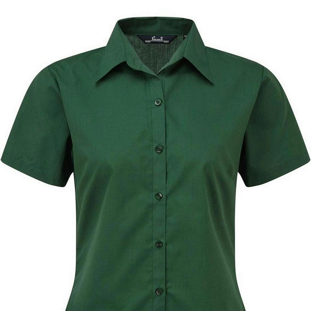 Premier Short Sleeve Poplin Blouse / Plain Work Shirt - Bottle