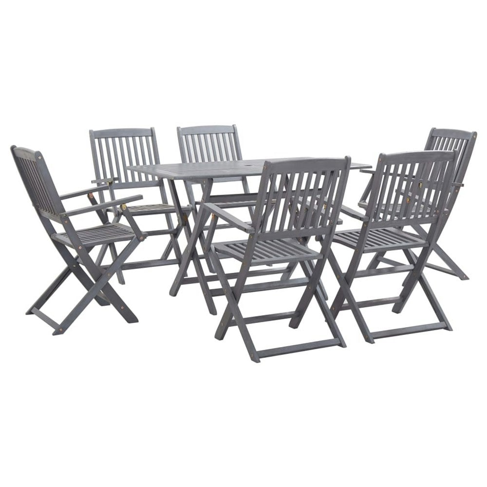Berkfield 7 Piece Garden Dining Set Solid Acacia Wood Grey