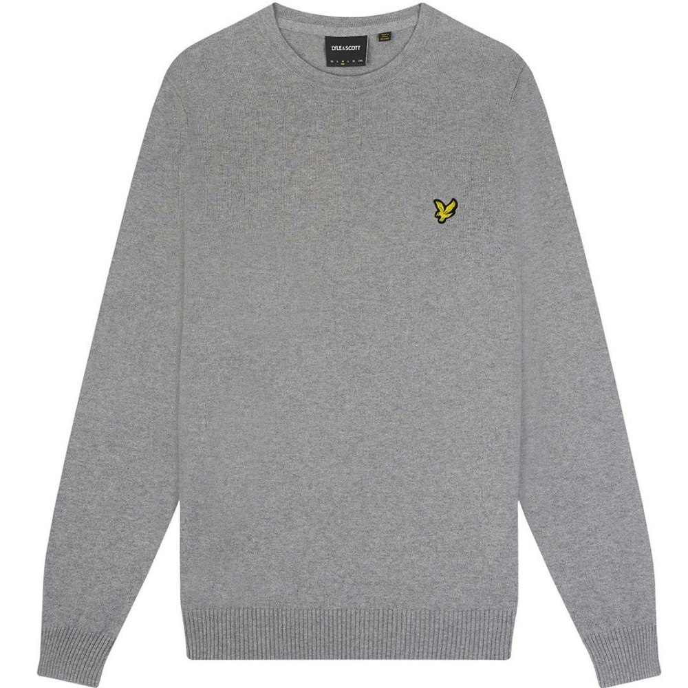 Lyle & Scott Cotton Merino Mid Marl Pull-over Jumper - Grey