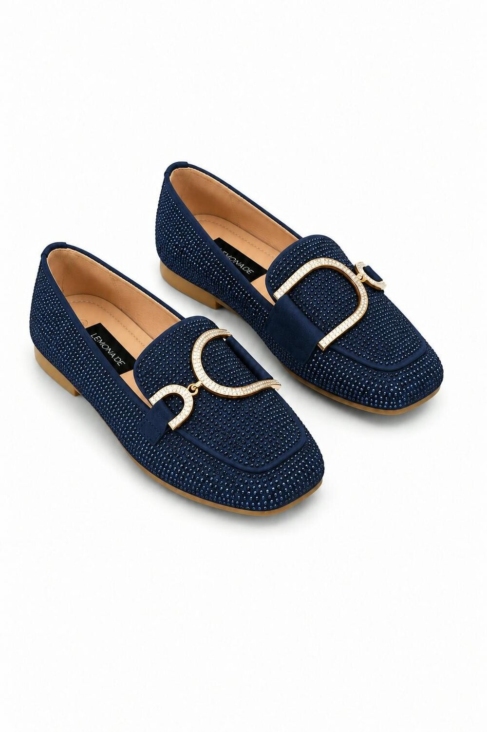 Love Lemonade Crystal Imperial Suede Loafers Navy