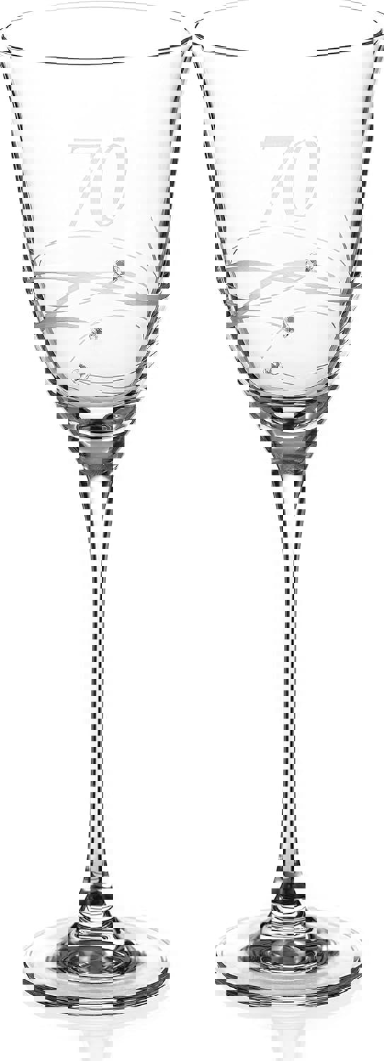 Diamante 70th Birthday Spiral Wine Glass Adorned with Crystals by Swarovski® - Single Glass