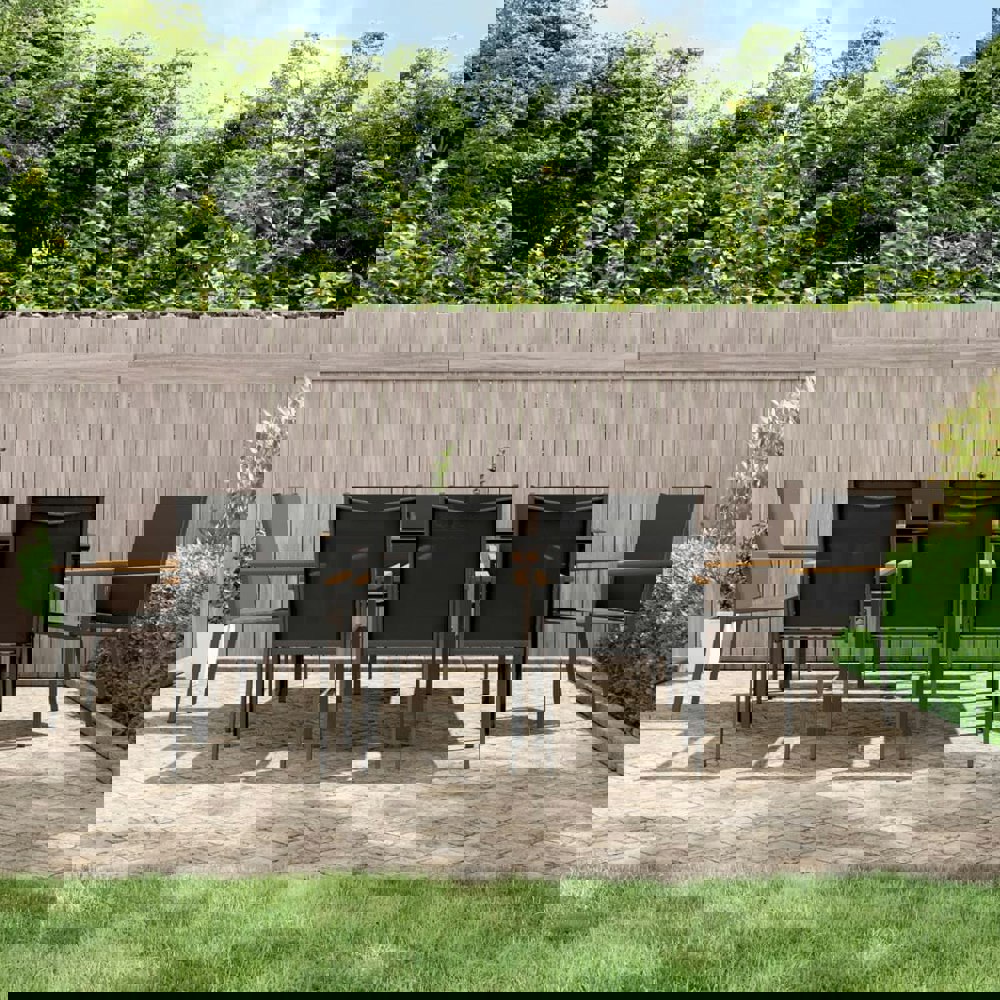 Berkfield 9 Piece Garden Dining Set Black Textilene and Steel