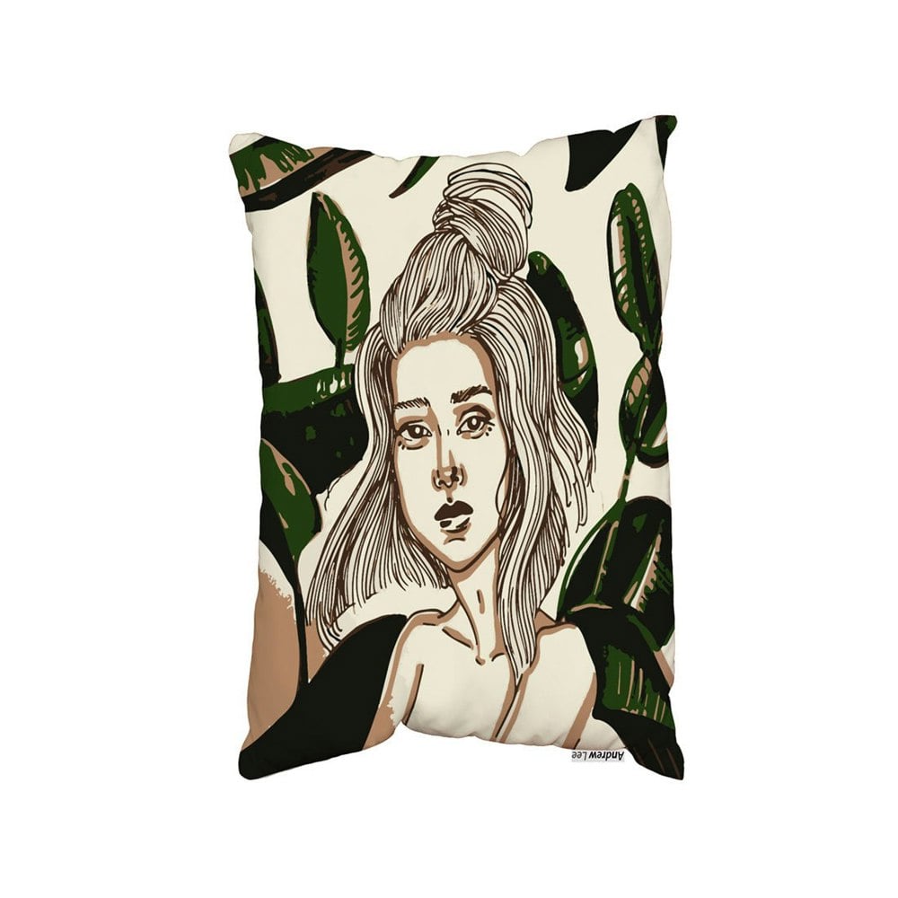 Benjamin Tate Design Young Woman In Tropical Leaves (Cushion)