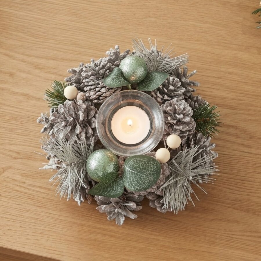 Garden Greatness Festive White Cone Tealight Holder Centrepiece