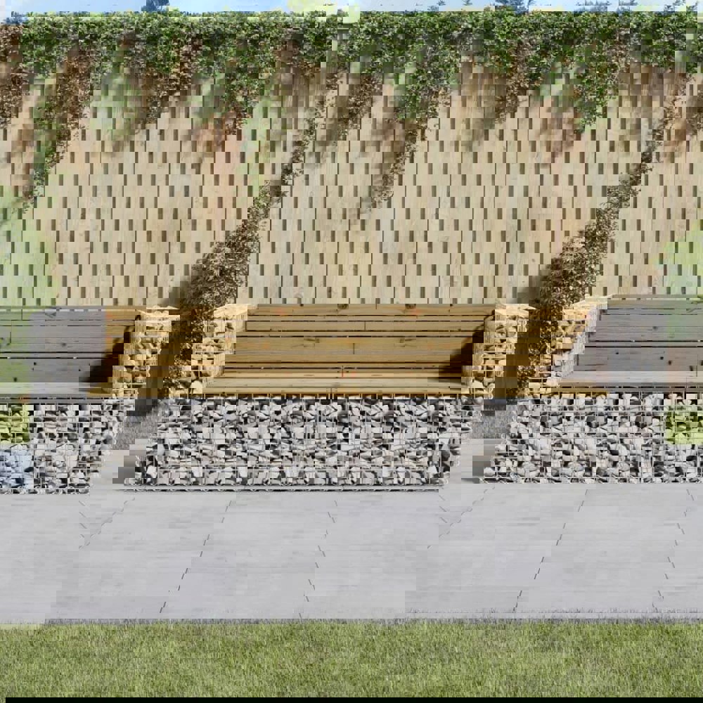 Berkfield Garden Bench Gabion Design 244x71x65.5 cm Impregnated Wood Pine