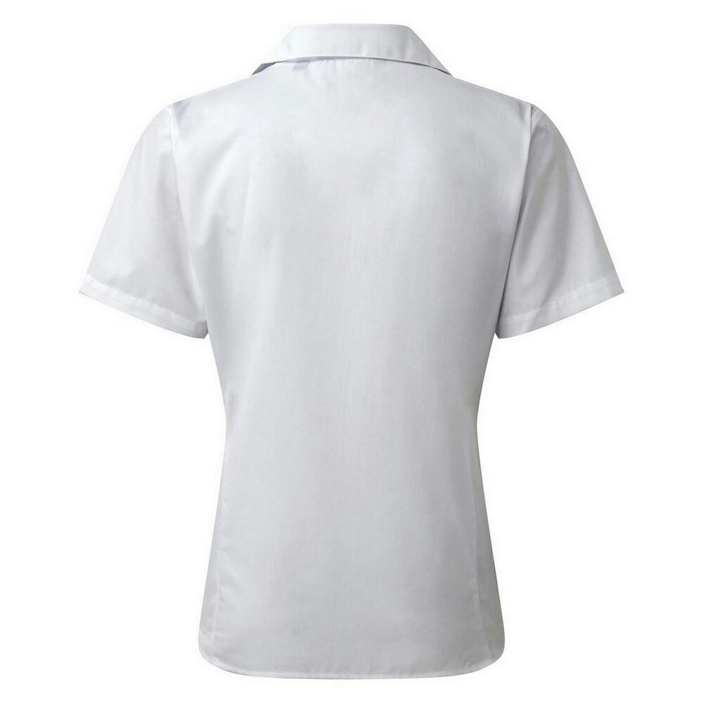 Premier Short Sleeve Poplin Blouse / Plain Work Shirt - White