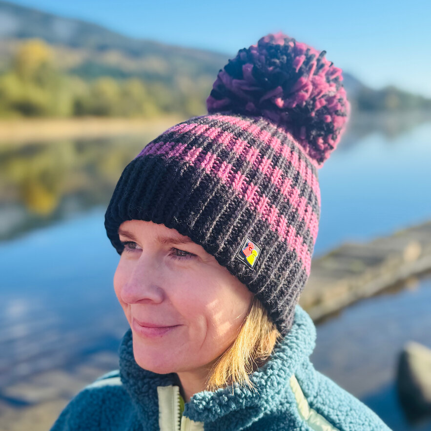 Big Bobble Hats Black and Damson