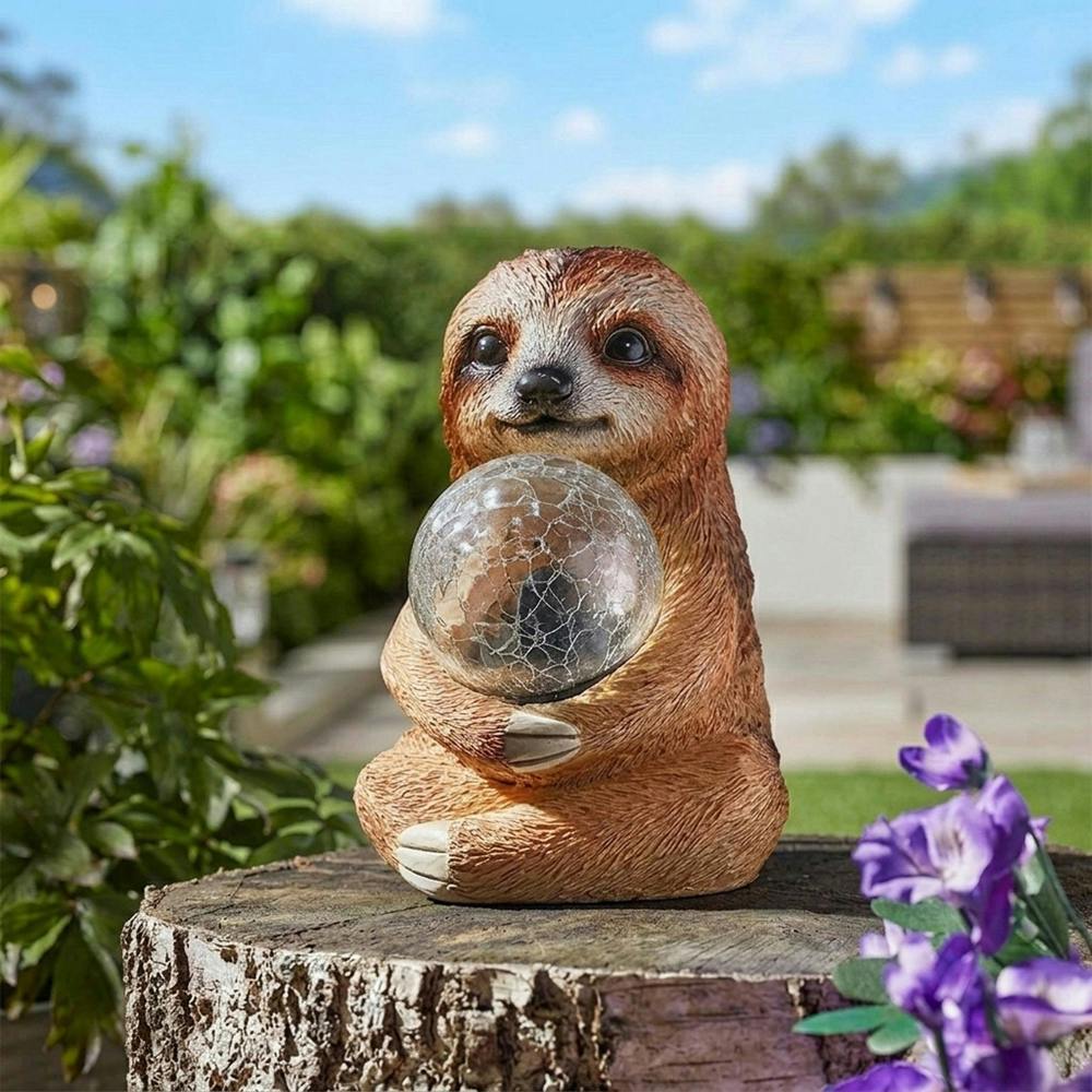 Garden Greatness Sloth Sphere Solar Garden Ornament Light
