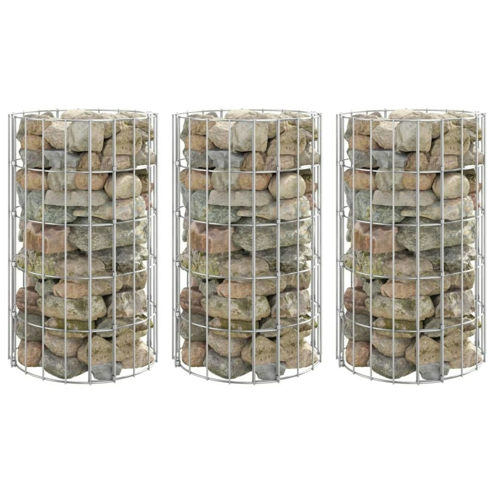Berkfield Circular Gabion Raised Beds 3 pcs Galvanised Steel 30x50 cm