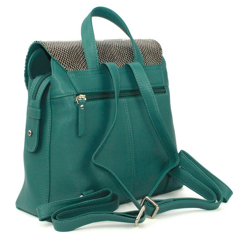 Eastern Counties Leather Petra Snake Print Leather Backpack - Aqua Blue