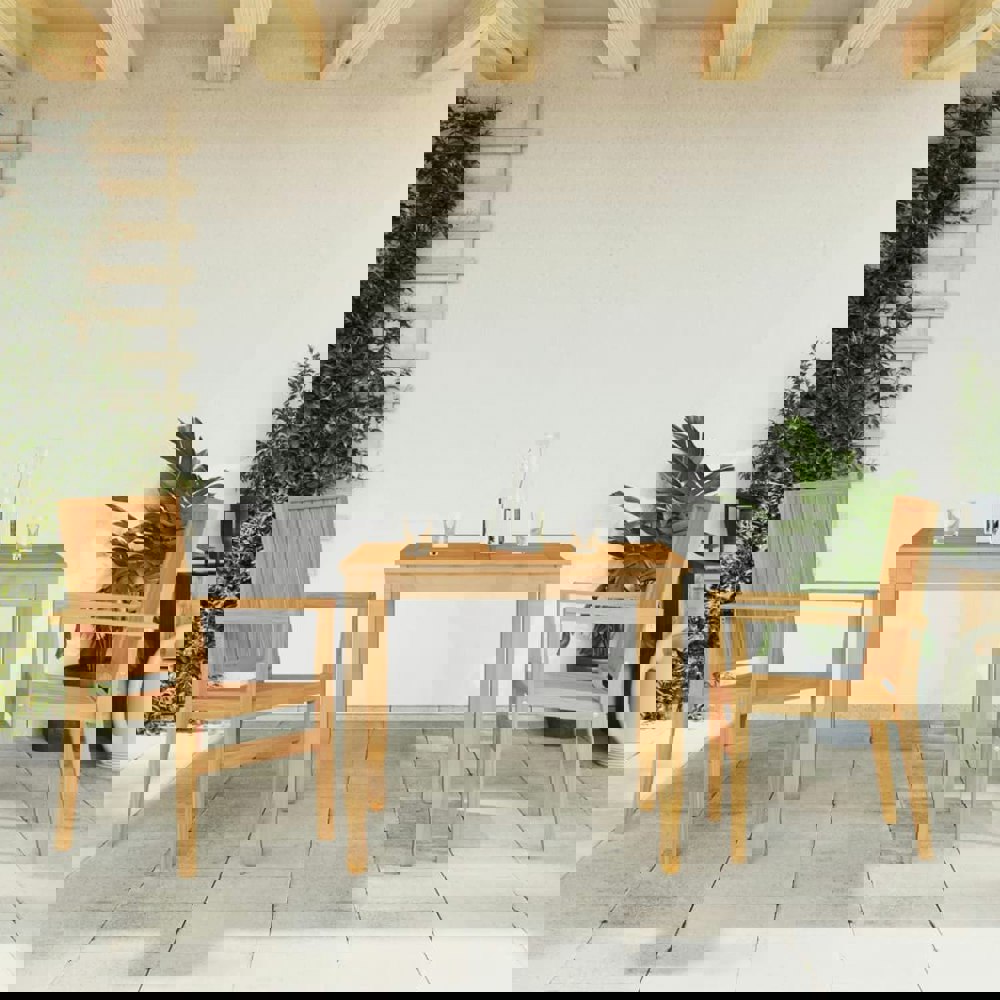 Berkfield Stackable Garden Chairs 2 pcs 56.5x57.5x91 cm Solid Wood Teak