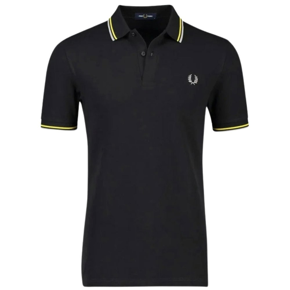 Fred Perry Yellow Twin Tipped Collar Black Polo Shirt XS