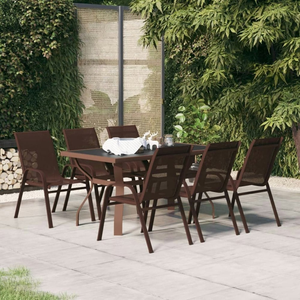Berkfield 7 Piece Garden Dining Set Brown and Black