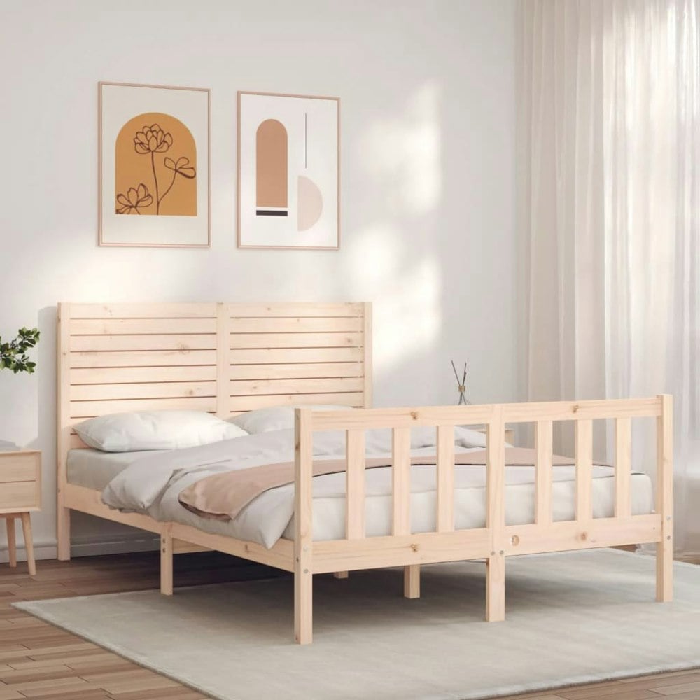 Berkfield Bed Frame with Headboard 140x190 cm Solid Wood