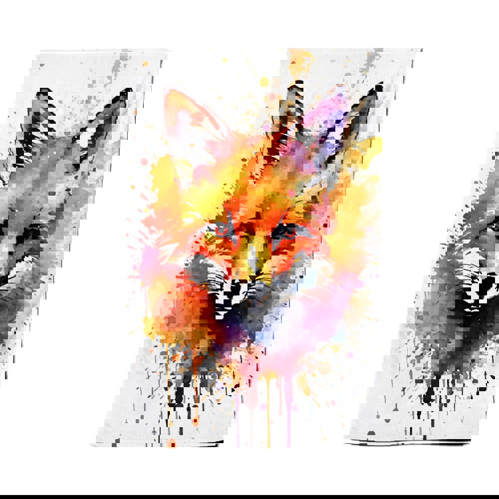 Warren Reed Watercolour Splashart Fox Face Tea Towel