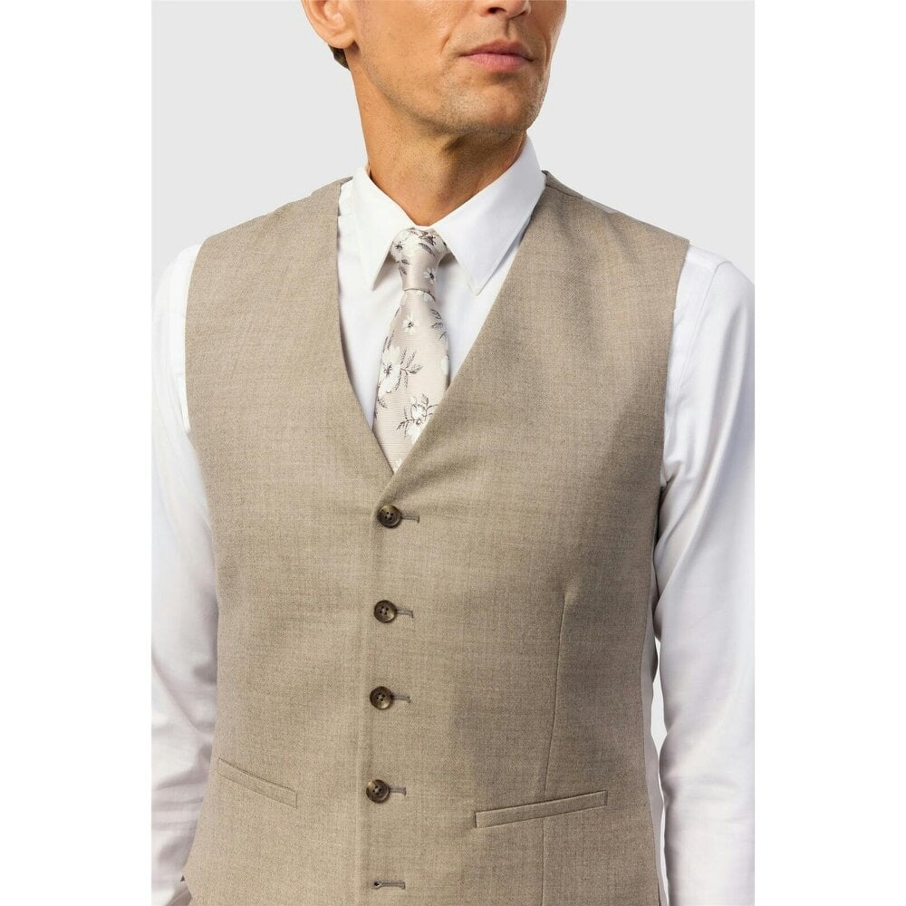Ted Baker Tailored Fit Oatmeal Stretch Flannel Waistcoat